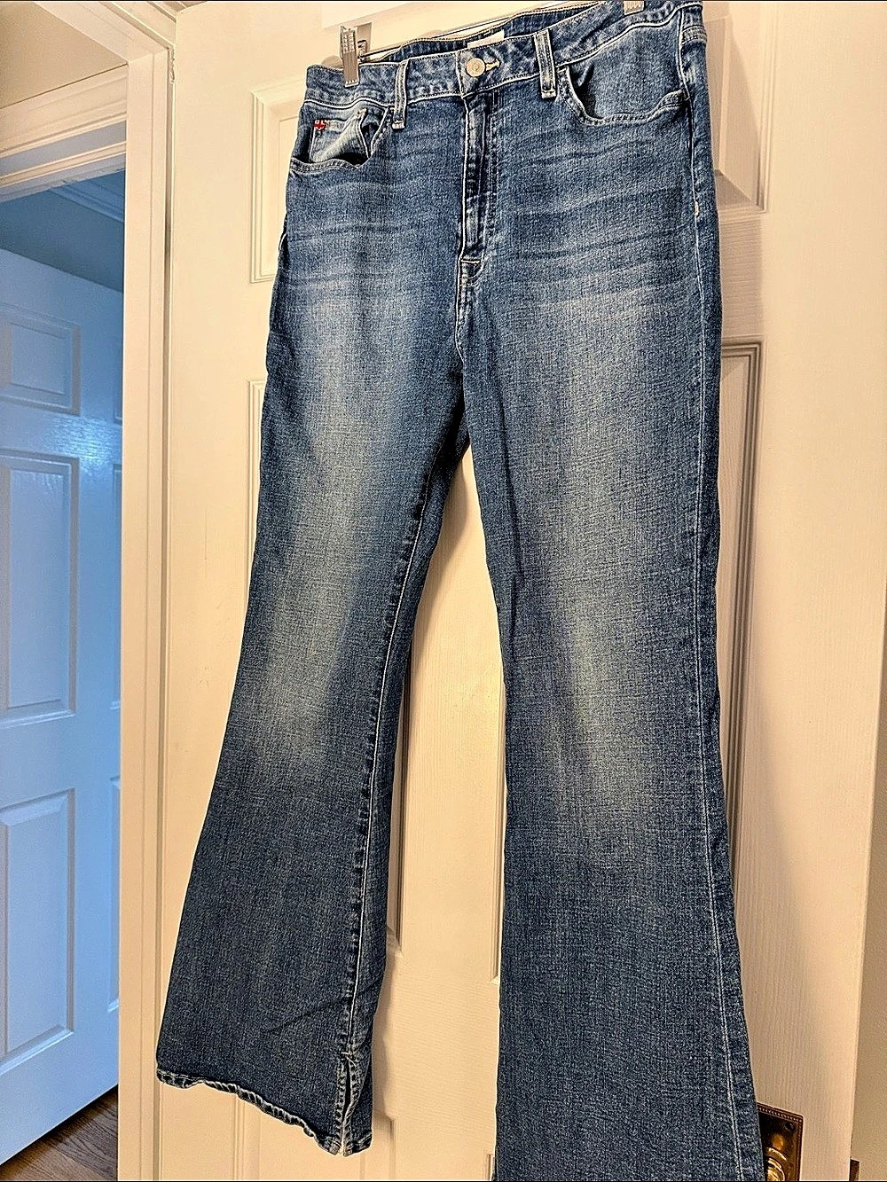 Hudson Harlow Split Hem Ultrahigh Waist Cigarette Jeans Blue